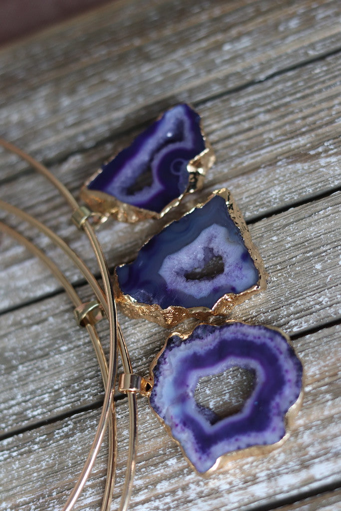 Purple Agate Quartz Gold Choker (S)