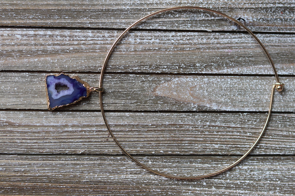 Purple Agate Quartz Gold Choker (S)