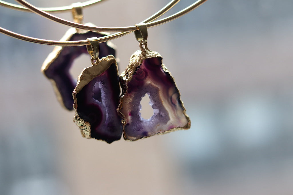 Purple Agate Quartz Gold Choker (S)