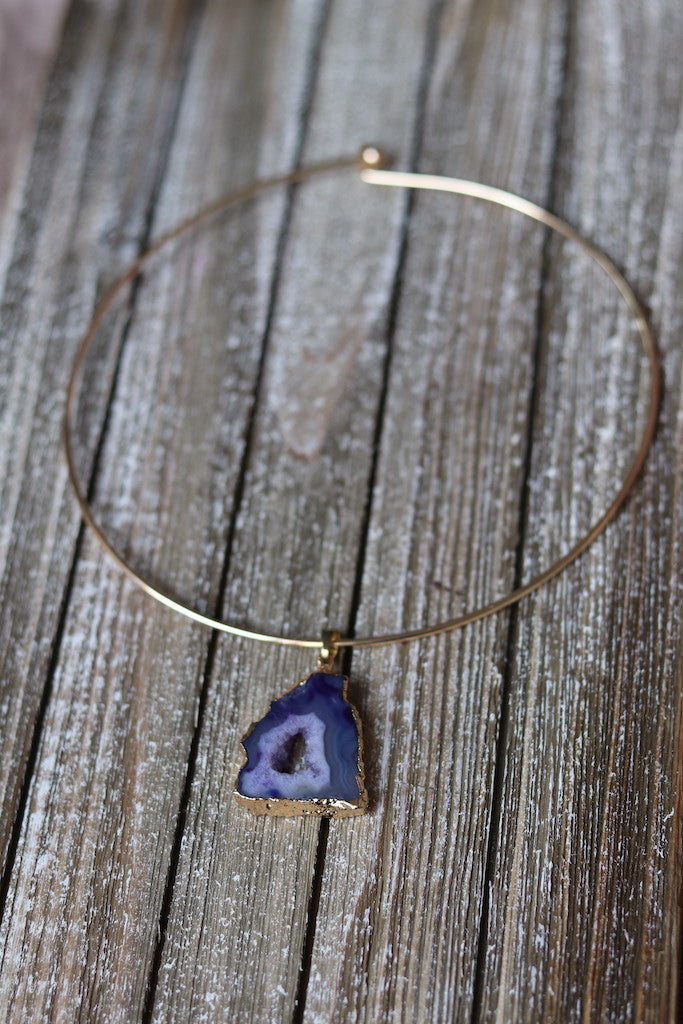 Purple Agate Quartz Gold Choker (S)