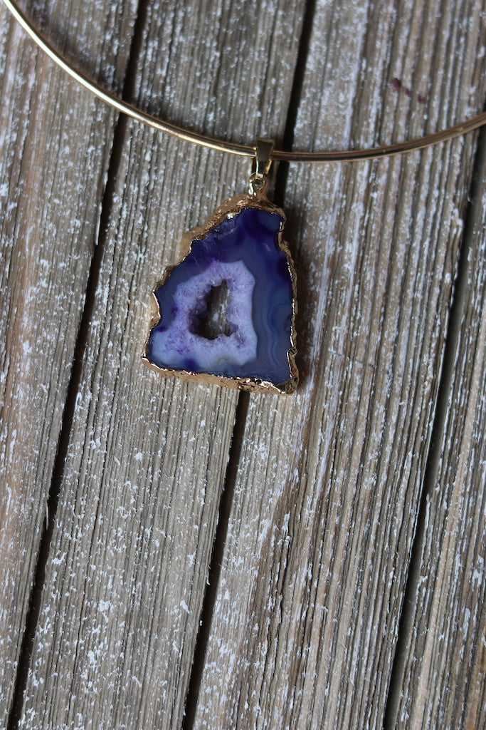 Purple Agate Quartz Gold Choker (S)