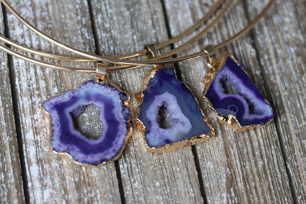 Purple Agate Quartz Gold Choker (S)