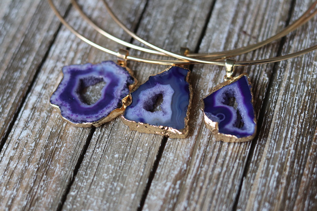 Purple Agate Quartz Gold Choker (S)