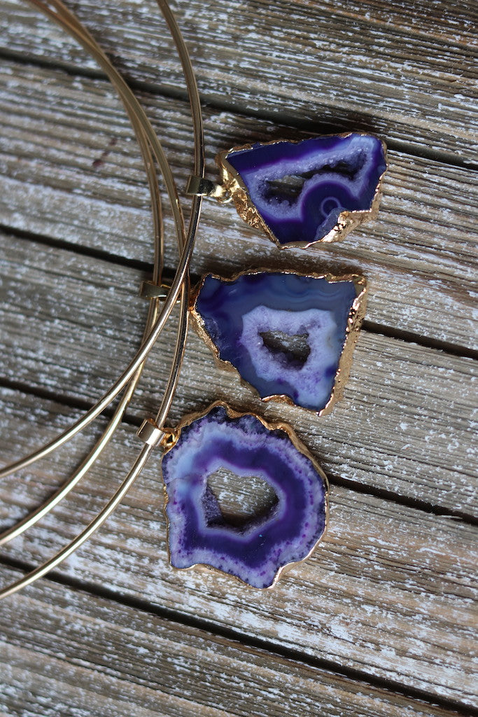 Purple Agate Quartz Gold Choker (S)